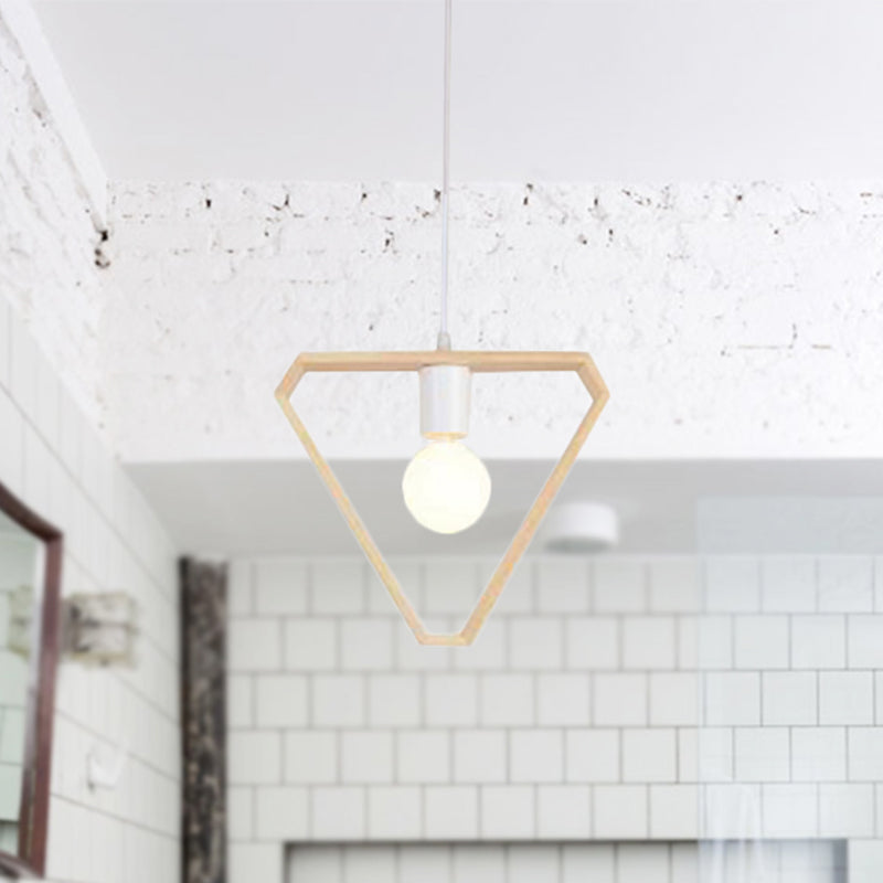 Contemporary Wooden Drop Pendant Ceiling Light Fixture - Triangle/Square/Hexagonal Design Ideal For