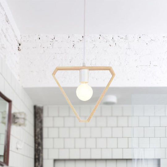 Contemporary Wooden Drop Pendant Ceiling Light Fixture - Triangle/Square/Hexagonal Design Ideal For