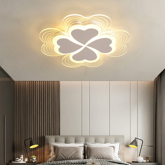 Minimalistic LED Ceiling Mount Light for Bedroom - Acrylic Clover Design