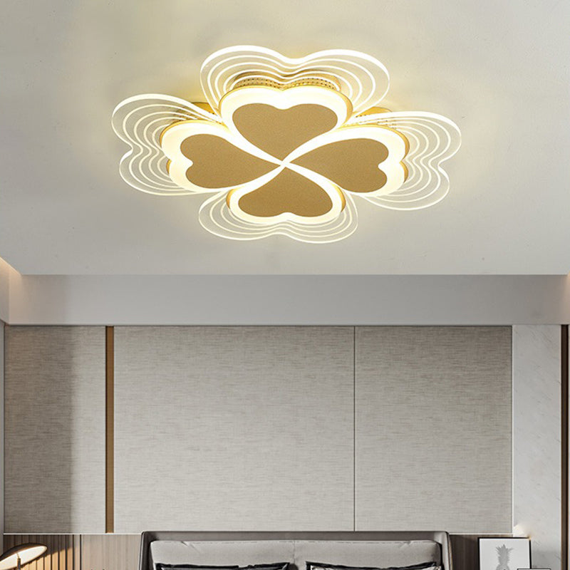 Minimalistic LED Ceiling Mount Light for Bedroom - Acrylic Clover Design