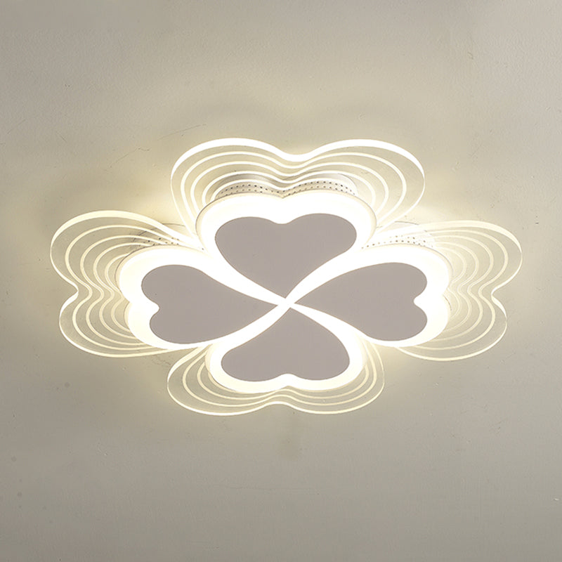 Minimalistic LED Ceiling Mount Light for Bedroom - Acrylic Clover Design