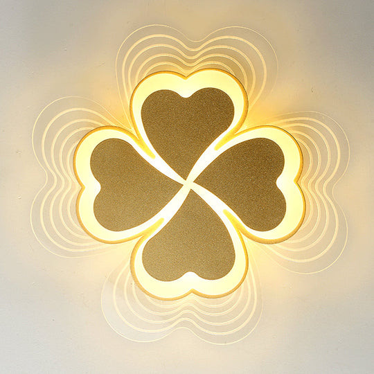 Minimalistic LED Ceiling Mount Light for Bedroom - Acrylic Clover Design