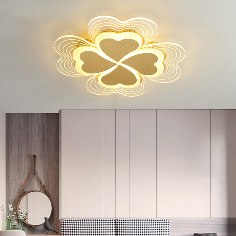 Minimalistic LED Ceiling Mount Light for Bedroom - Acrylic Clover Design