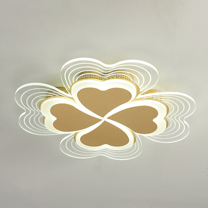 Minimalistic LED Ceiling Mount Light for Bedroom - Acrylic Clover Design