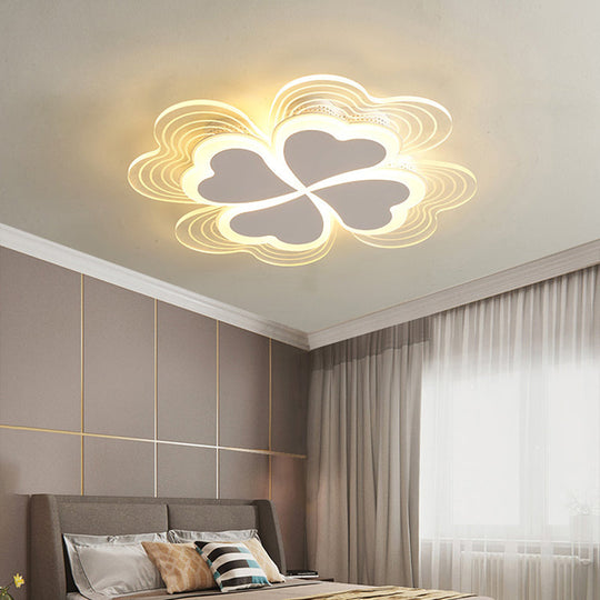 Minimalistic LED Ceiling Mount Light for Bedroom - Acrylic Clover Design