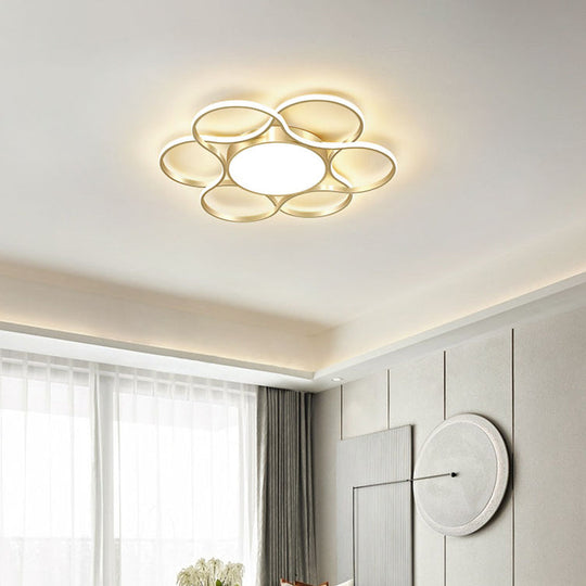 Simple Gold Flower LED Ceiling Light Fixture for Living Room Décor