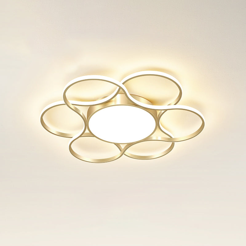 Simple Gold Flower LED Ceiling Light Fixture for Living Room Décor