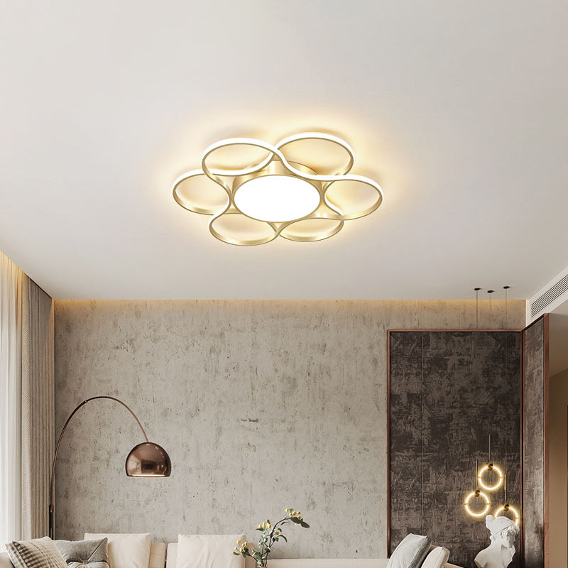 Simple Gold Flower LED Ceiling Light Fixture for Living Room Décor