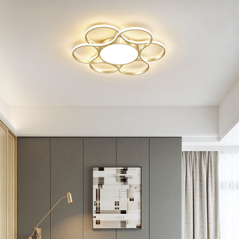 Simple Gold Flower LED Ceiling Light Fixture for Living Room Décor