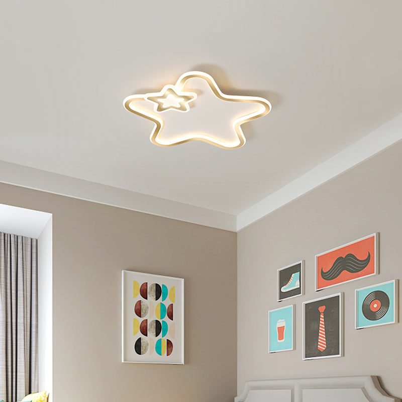 Kids Cartoon Star Led Ceiling Light Fixture - Acrylic Flushmount For Bedroom