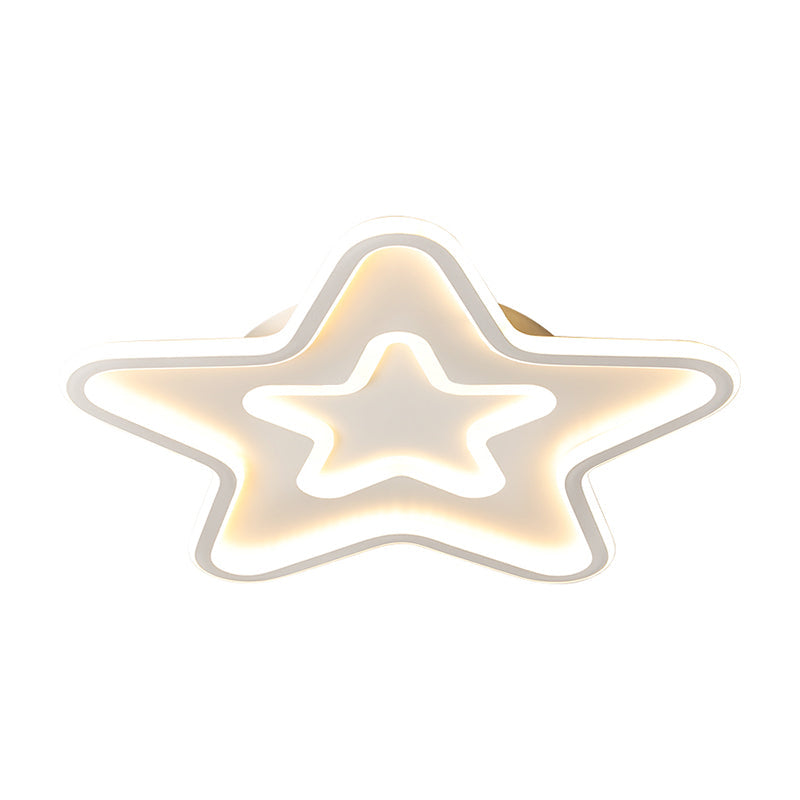 Simplistic Acrylic Star Led Flush Mount Lamp With Gold Finish - Ideal Ceiling Light For Childs Room