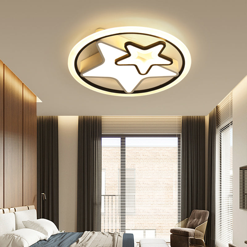 Minimalistic LED Flush Ceiling Light for Bedroom - Acrylic Loop Semi Mount Lighting