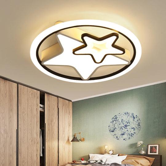 Minimalistic LED Flush Ceiling Light for Bedroom - Acrylic Loop Semi Mount Lighting