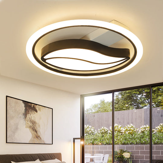 Minimalistic LED Flush Ceiling Light for Bedroom - Acrylic Loop Semi Mount Lighting