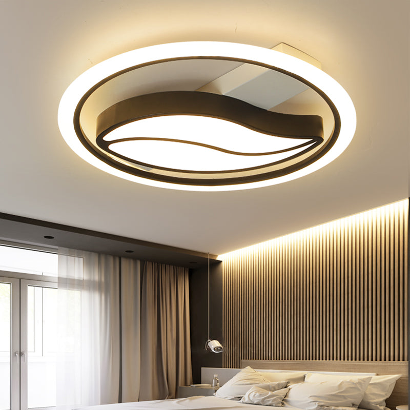 Minimalistic LED Flush Ceiling Light for Bedroom - Acrylic Loop Semi Mount Lighting