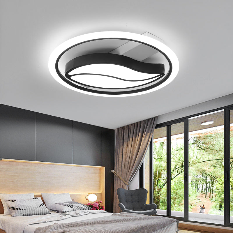 Minimalistic LED Flush Ceiling Light for Bedroom - Acrylic Loop Semi Mount Lighting