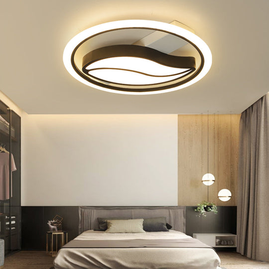 Minimalistic LED Flush Ceiling Light for Bedroom - Acrylic Loop Semi Mount Lighting