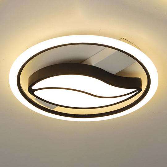 Minimalistic LED Flush Ceiling Light for Bedroom - Acrylic Loop Semi Mount Lighting