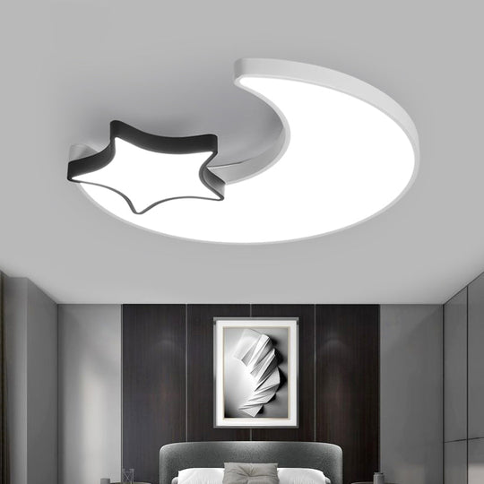 Modern Black and White Starry LED Ceiling Light with Acrylic Shade