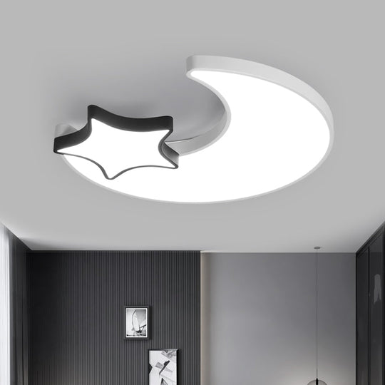 Modern Black and White Starry LED Ceiling Light with Acrylic Shade