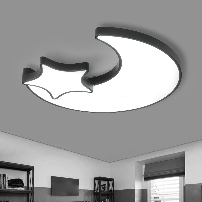 Modern Black and White Starry LED Ceiling Light with Acrylic Shade