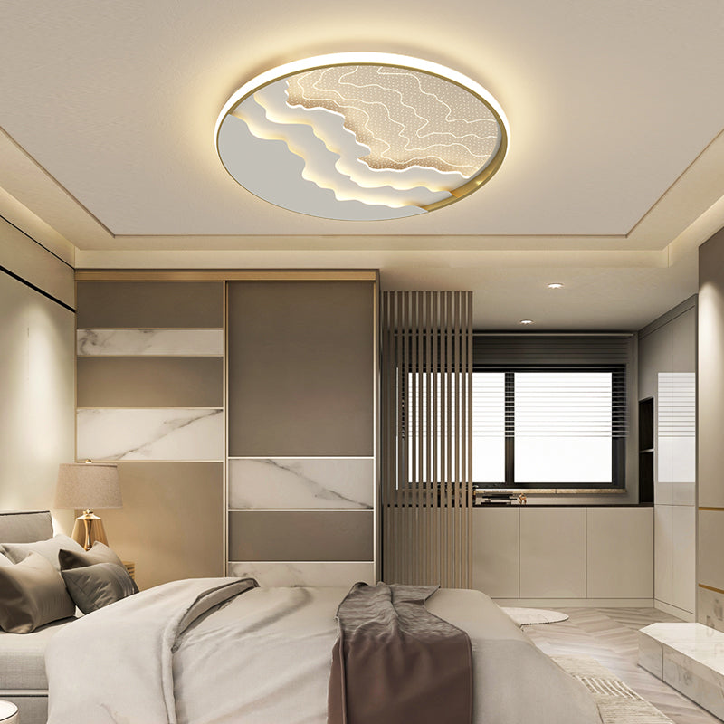 Modern Led Ceiling Light: Wavy Acrylic Flush Mount Lamp For Bedroom