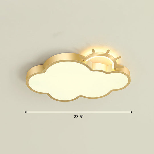 Sunrise Cartoon Led Flushmount Ceiling Light For Kids Bedroom Gold / Warm Cloud