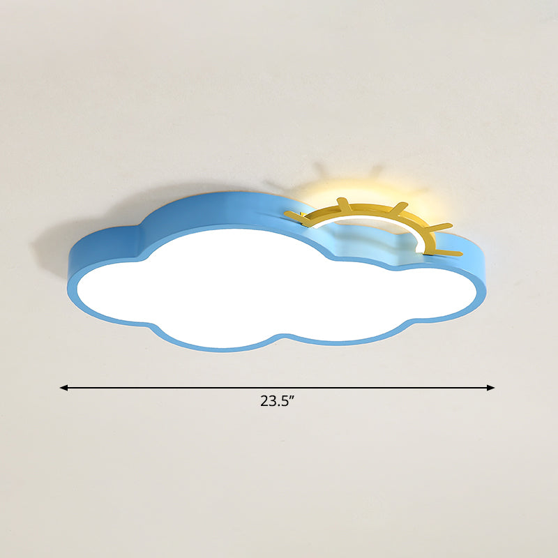 Sunrise Cartoon Led Flushmount Ceiling Light For Kids Bedroom Blue / Warm Cloud