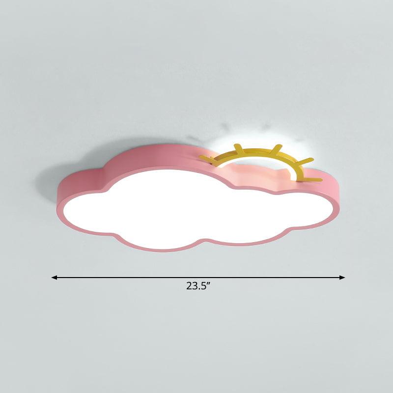 Sunrise Cartoon Led Flushmount Ceiling Light For Kids Bedroom Pink / White Cloud