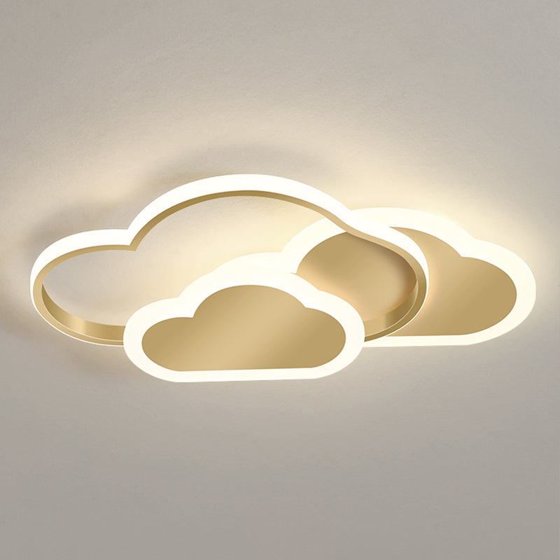 Cloudy Kids Led Bedroom Ceiling Light: Acrylic Flush Mount Fixture