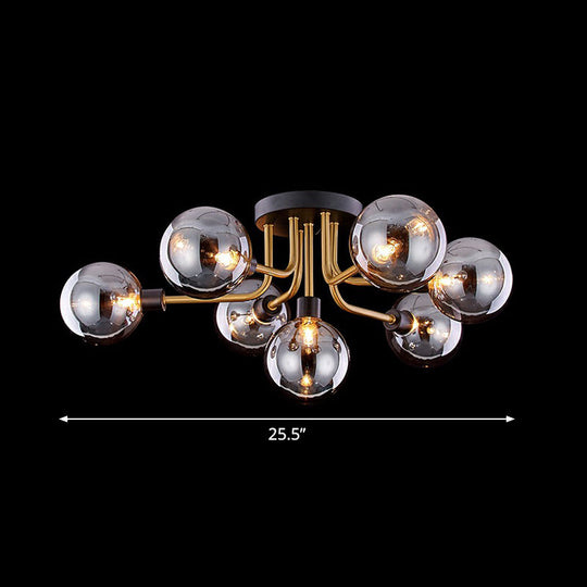 Postmodern Glass Modo Chandelier Ceiling Mount: Semi Flush Black Brass Light Fixture 7 / Smoke Gray