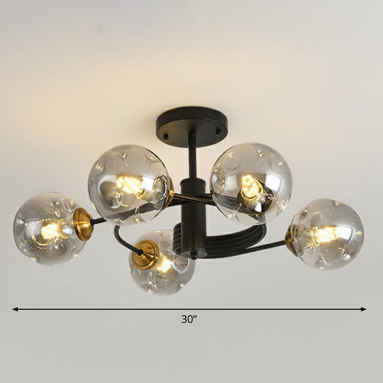 Nordic Glass Swirl Ceiling Mount Fixture - Modern Living Room Semi Flush Lighting 5 / Smoke Gray