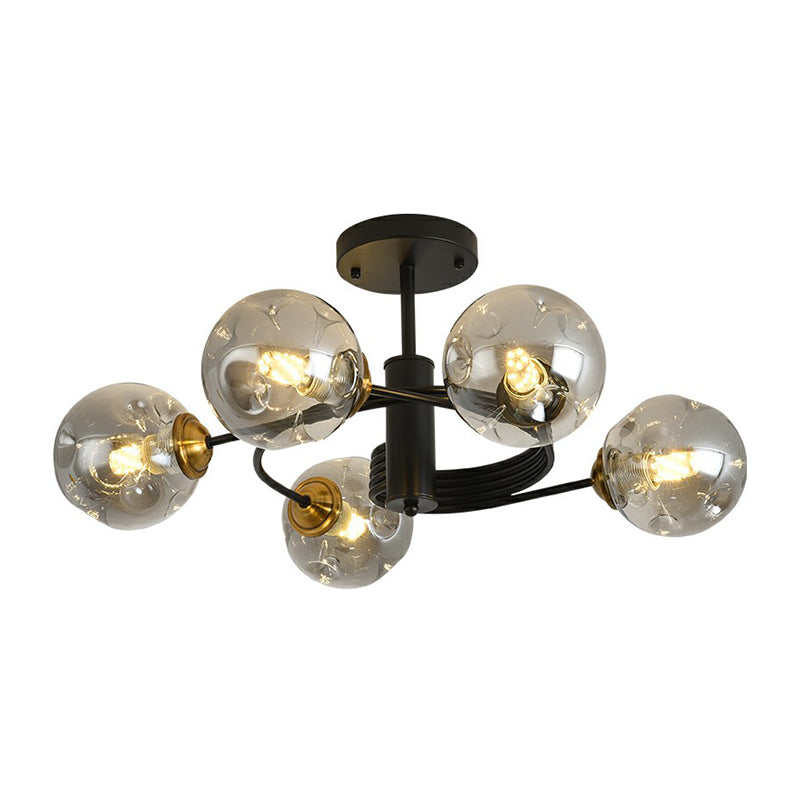 Nordic Glass Swirl Ceiling Mount Fixture - Modern Living Room Semi Flush Mount Lighting