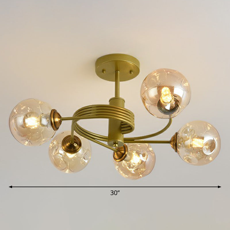 Nordic Glass Swirl Ceiling Mount Fixture - Modern Living Room Semi Flush Mount Lighting