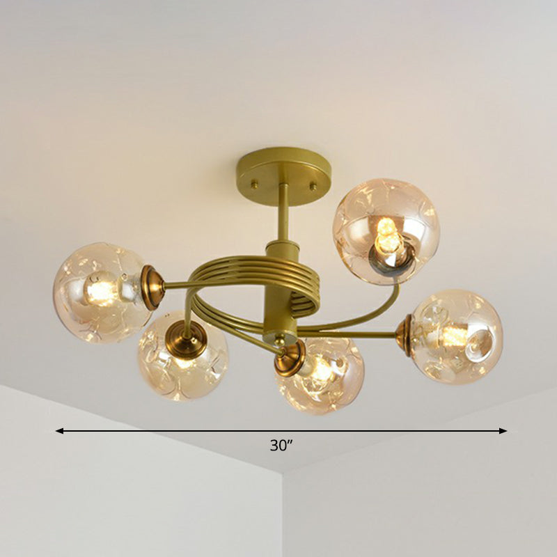 Nordic Glass Swirl Ceiling Mount Fixture - Modern Living Room Semi Flush Mount Lighting