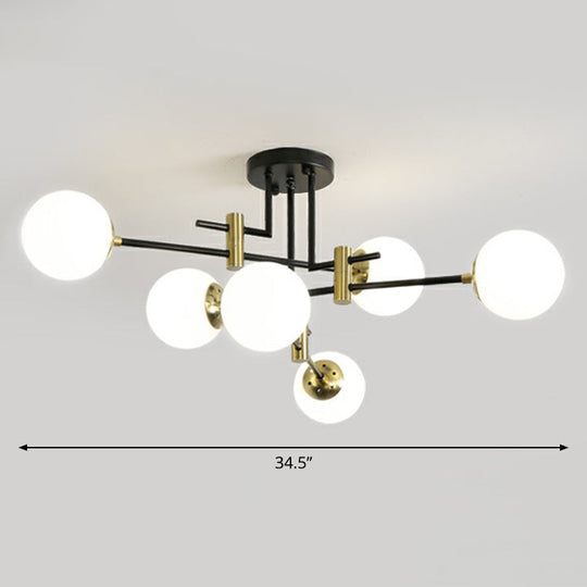 Minimalist Glass Bedroom Semi Flush Mount Ceiling Light In Black 8 / White