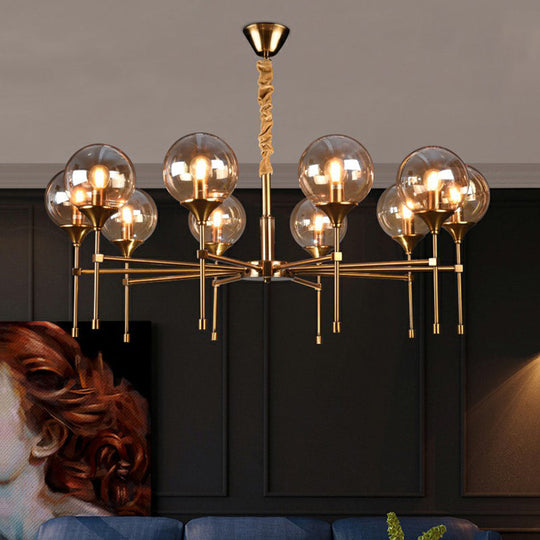 Modern Ball Up Chandelier: Elegant Glass Suspension Light Fixture For Dining Room In Brass