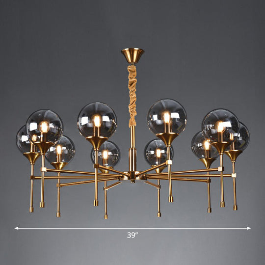 Modern Ball Up Chandelier: Elegant Glass Suspension Light Fixture For Dining Room In Brass 10 /