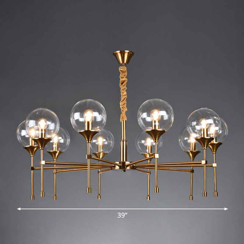 Modern Ball Up Chandelier: Elegant Glass Suspension Light Fixture For Dining Room In Brass 10 /