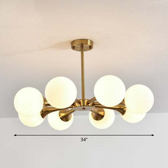 Postmodern Glass Sphere Chandelier with Brass Finish – Elegant Hanging Light Fixture for Bedrooms