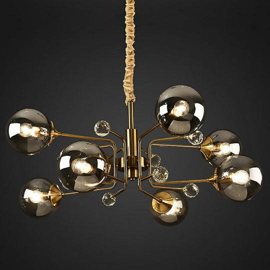 Post-Modern Glass Ceiling Chandelier For Living Room In Brass Modo Style