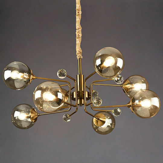 Post-Modern Glass Ceiling Chandelier For Living Room In Brass Modo Style