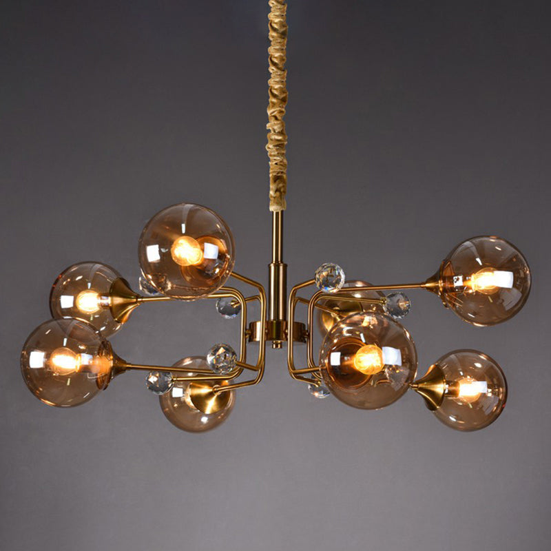 Post-Modern Glass Ceiling Light: Brass Modo Hanging Chandelier for Living Room