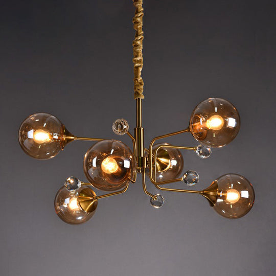 Post-Modern Glass Ceiling Light: Brass Modo Hanging Chandelier for Living Room