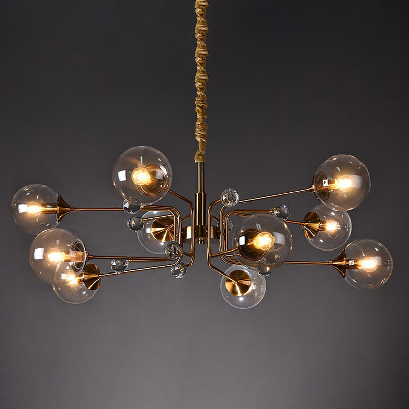 Post-Modern Glass Ceiling Light: Brass Modo Hanging Chandelier for Living Room