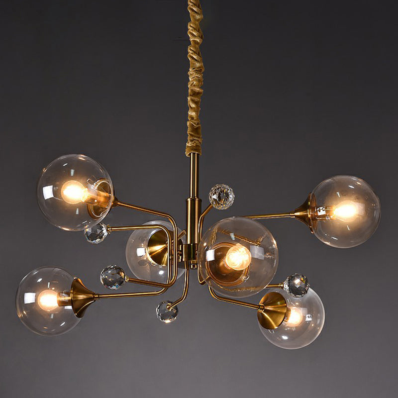 Post-Modern Glass Ceiling Light: Brass Modo Hanging Chandelier for Living Room