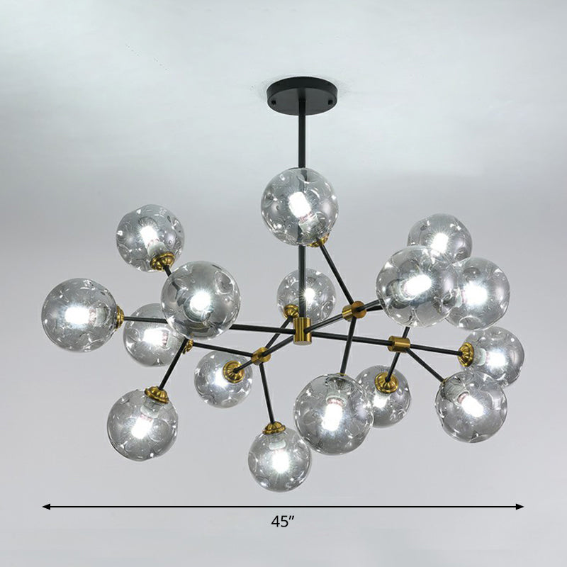 Black Nordic Glass Chandelier with Tree Branch Design for Living Room