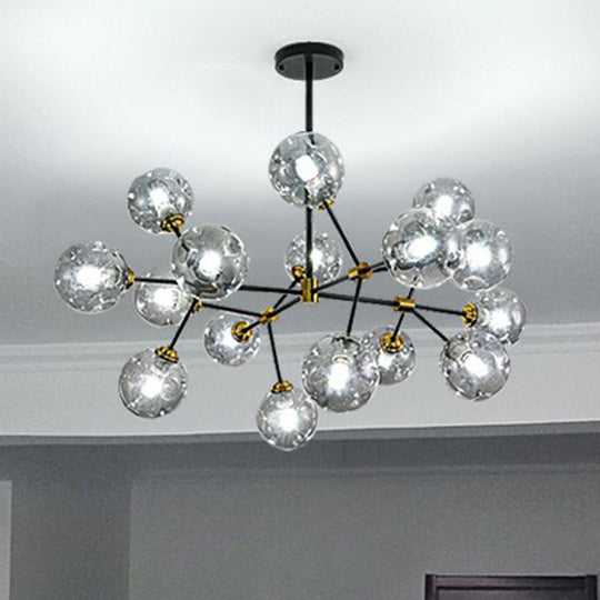 Black Nordic Glass Chandelier with Tree Branch Design for Living Room