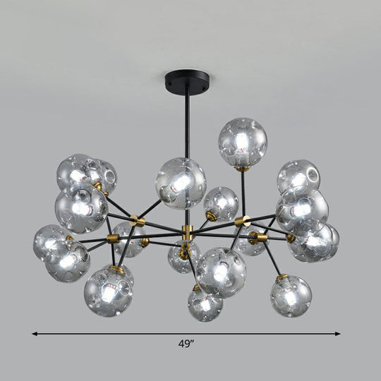 Black Nordic Glass Chandelier with Tree Branch Design for Living Room