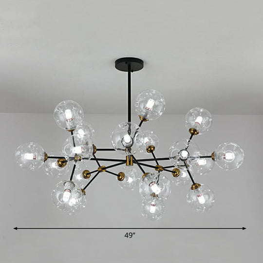 Black Nordic Glass Chandelier with Tree Branch Design for Living Room